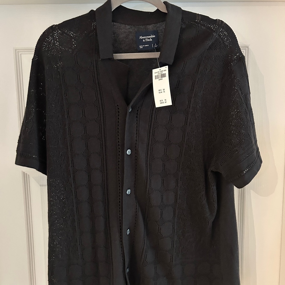 Abercrombie & Fitch Black Textured Short Sleeve Shirt